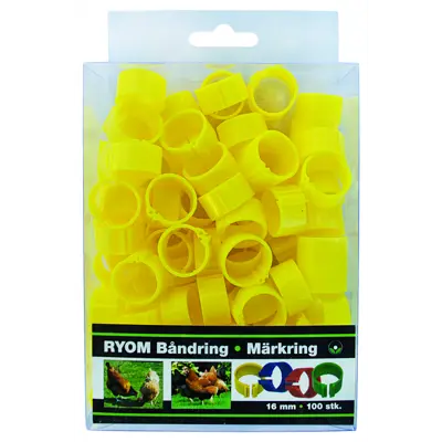 Fotringer til høns 16 mm gul 100 stk