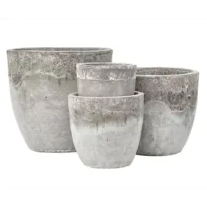 Blomsterpotte Fiberclay Nature sett à 4 stk grå