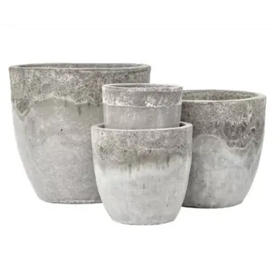 Blomsterpotte Fiberclay Nature sett à 4 stk grå