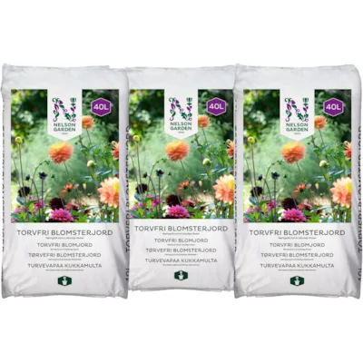 Torvfri blomsterjord 40 L 3 pk