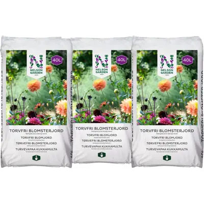 Torvfri blomsterjord 40 L - 3 pk