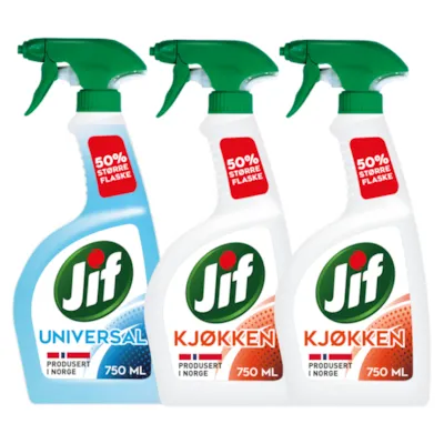 Kit med 1 universalspray og 2 kjøkkenspray