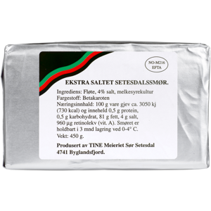 Setesdalssmør ekstra saltet 450 g