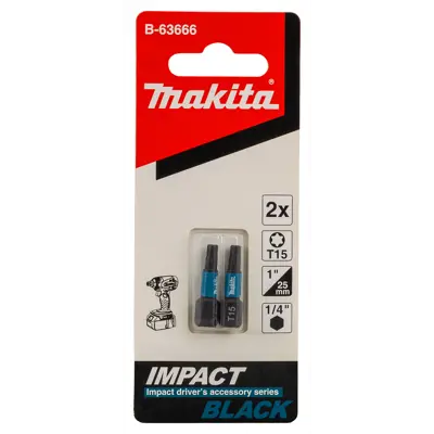 Bits T15 25 mm 1/4" Impact Black, bilde 2