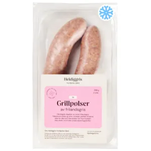 Fryste Grillpølser Rå av Frilandsgris 2 pk