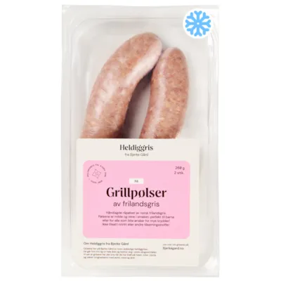 Fryste Grillpølser Rå av Frilandsgris 2 pk