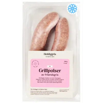 Fryste Grillpølser Rå av Frilandsgris 2 pk