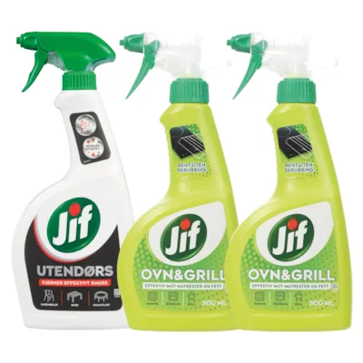 Kit med 1 utendørsspray og 2 ovn og grillspray